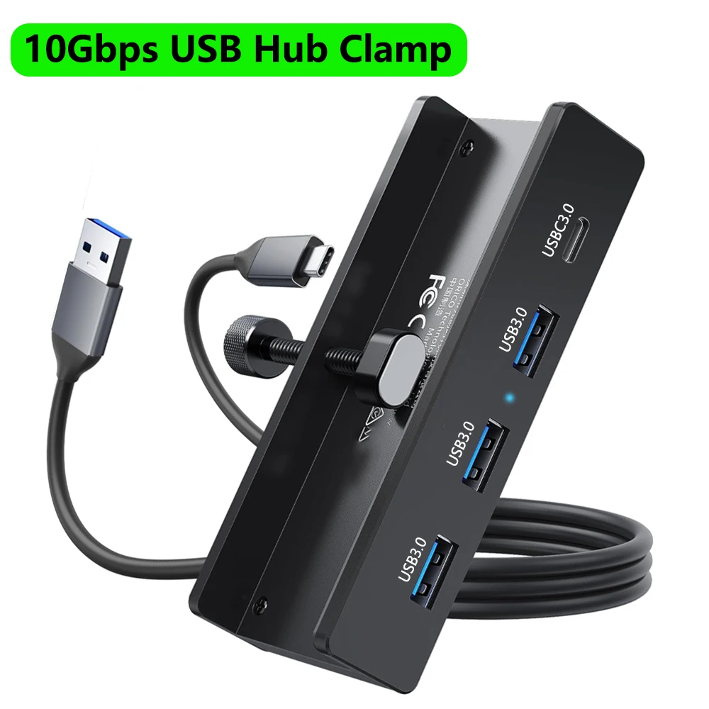 10Gbps USB HUB Clamp USB3.2/3.0/2.0 Splitter Adapter External Multi Clip Dock For iMac Macbook Lenovo Desktop PC Accessories