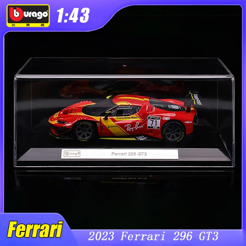 

1:43 2023 Limited Ferrari 296 Gt3 Wrc Rally Car Model Alloy Original Edition Home Decoration Miniature Collection Toy Man Gift