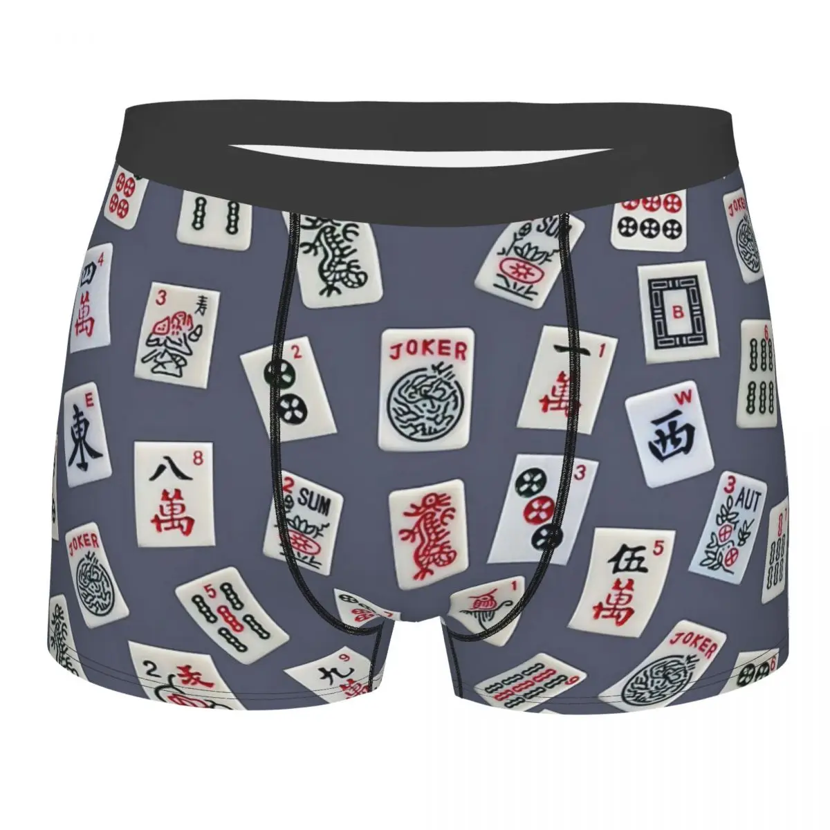 

Mahjongg Game Tiles Design On Blue Color Underpants Breathbale Panties Male Underwear Print Shorts Boxer Briefs