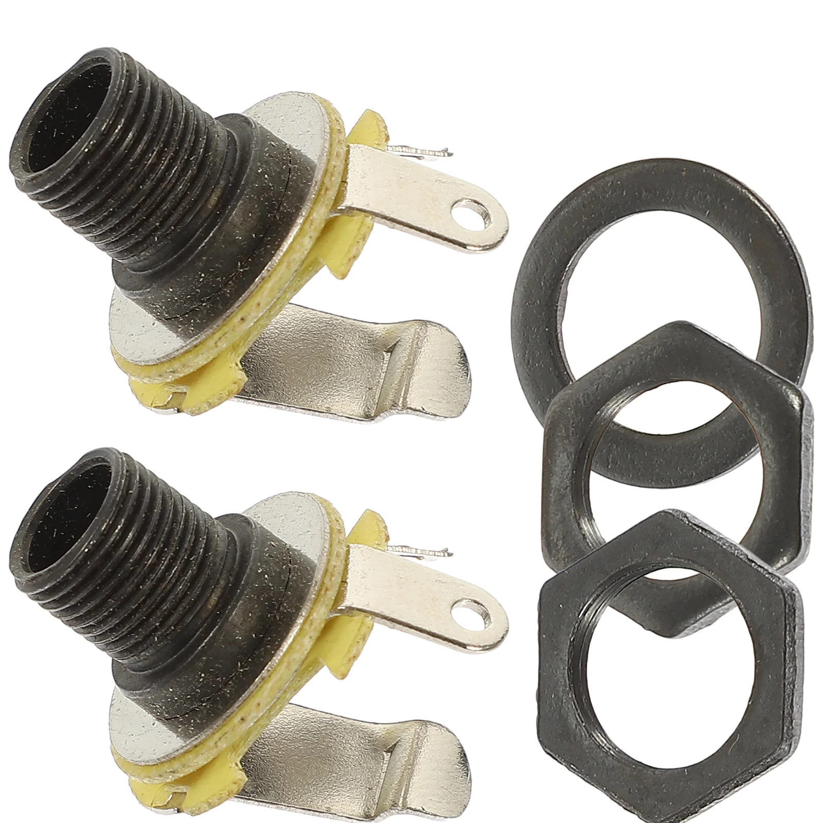 2 قطعة مقبس الغيتار الكهربائي 6.35 مللي متر الناتج المدخلات لوحة مقابس جبل المعادن أنثى جاك ل باس استبدال الغيتار الملحقات