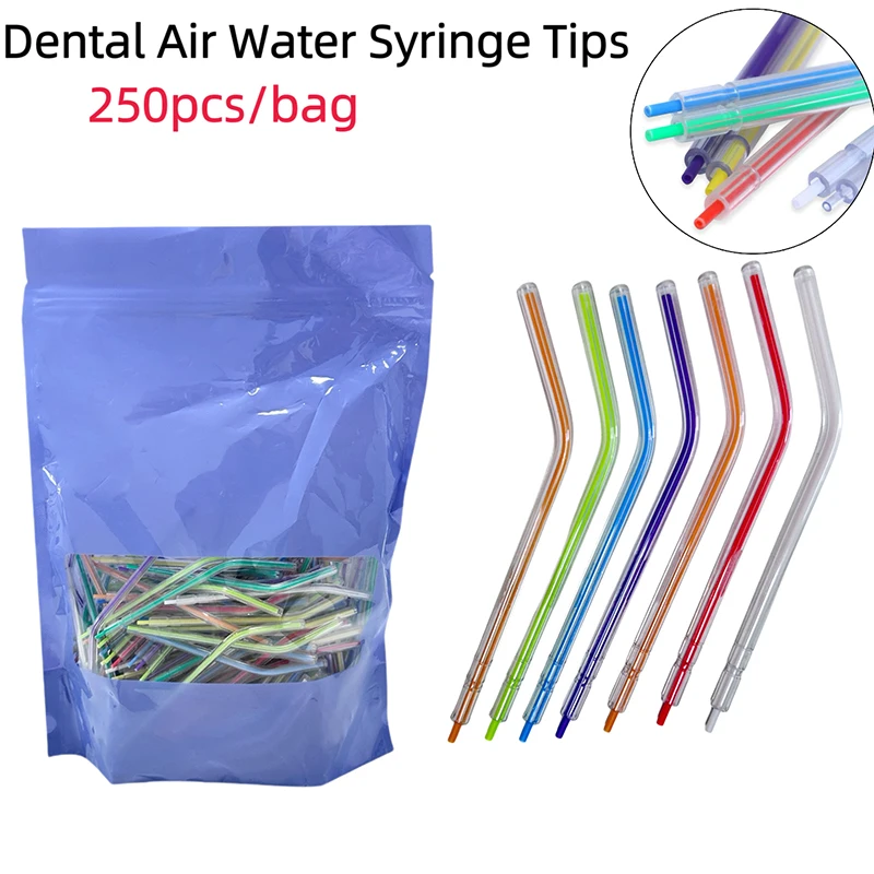 100/250Pcs Dental Air Water Syringe Tips Disposable Plastic Three Way Syringe Air-Water Head Nozzle Tubes Dentistry Materials
