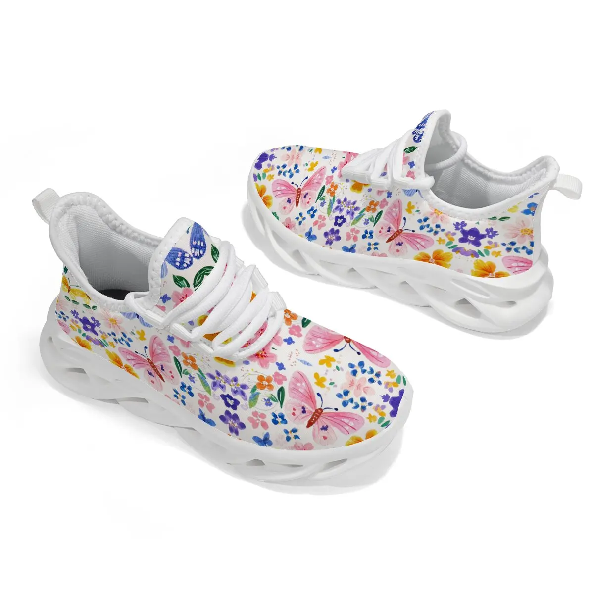 

Children's Sports Shoes with Breathable Mesh Color-blocked Fashionable Niche Butterfly Color-blocked Floral Design Casual Shoes