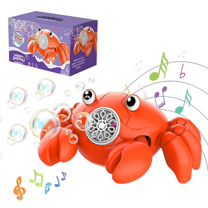 子供用屋外おもちゃ 漫画カニ型シャボン玉マシン 電動おもちゃ 光と音楽付き シャボン玉を吹く パーティー 屋外ゲーム 子供用ギフト ﻿