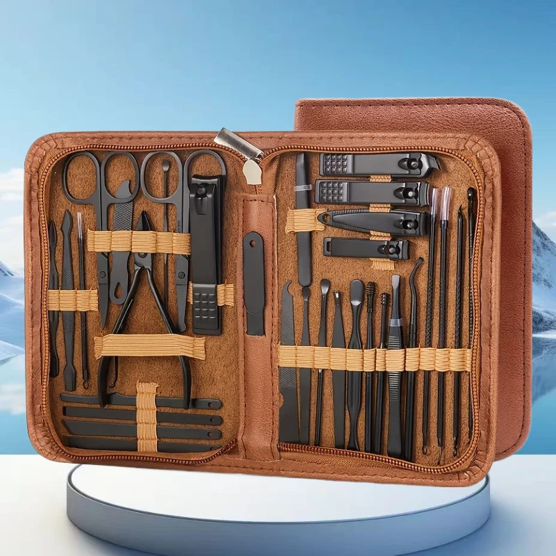 Ensemble de manucure professionnelle 3 pièces, Kit d'outils de soins des ongles en acier inoxydable avec poussoir à cuticules sans huile, lime à ongles, coupe-ongles et