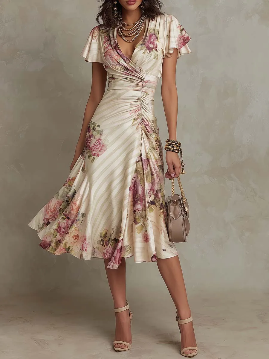 2026 Spring/Summer New Collection: Printed Pleated Floral Dress