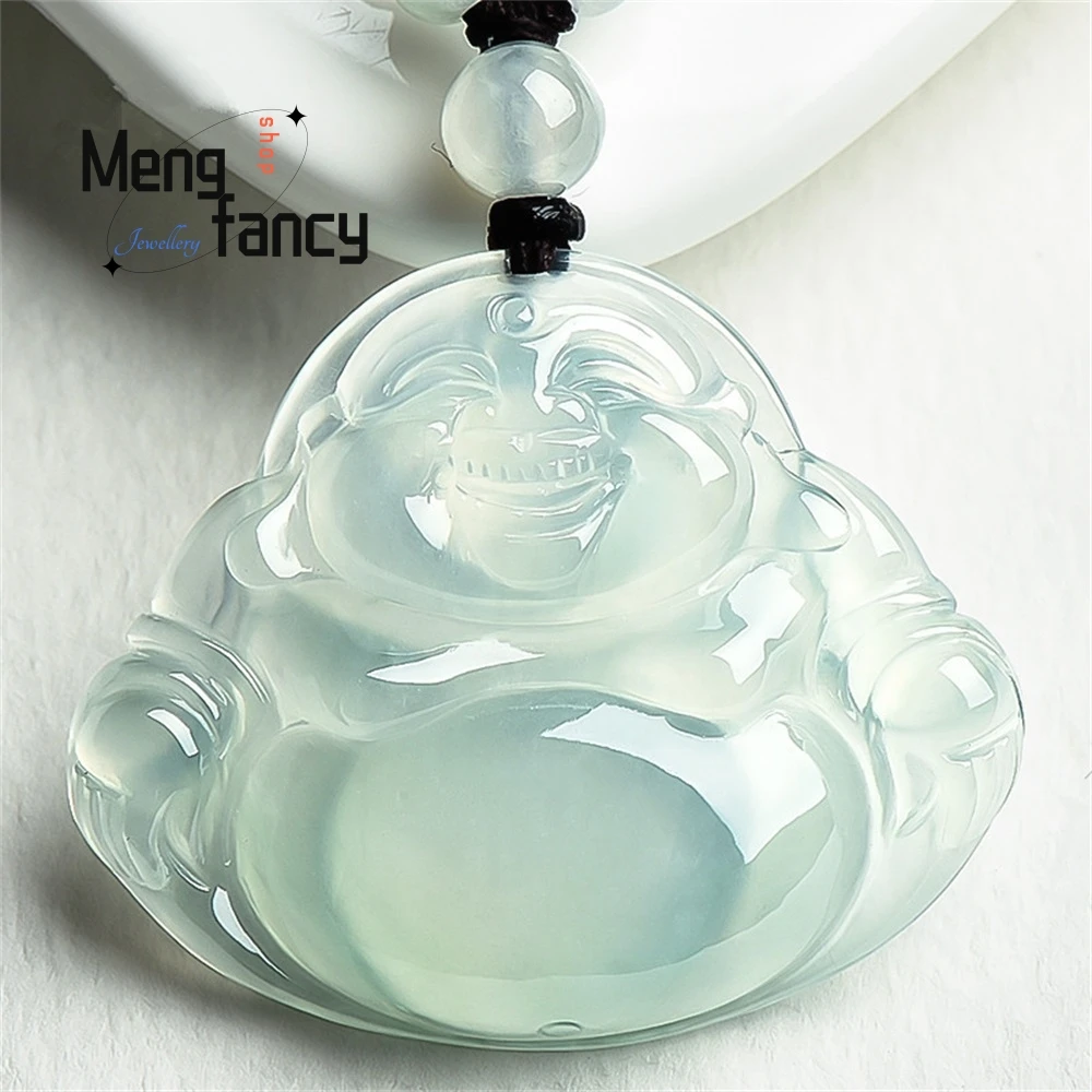 

Ice-Type Jade Buddha Pendant, Female A-Grade Maitreya Buddha Pendant Old Pit Jade Smiling Buddha Pendant Fashion Jewelry Elegant