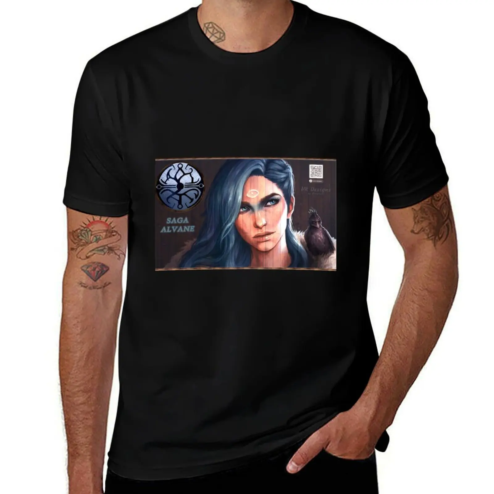 DFC: Saga Alvane Wooden Painting - The Girl who Walked Between Worlds T-Shirt Industrial Work Tee Shirt T-Shirt