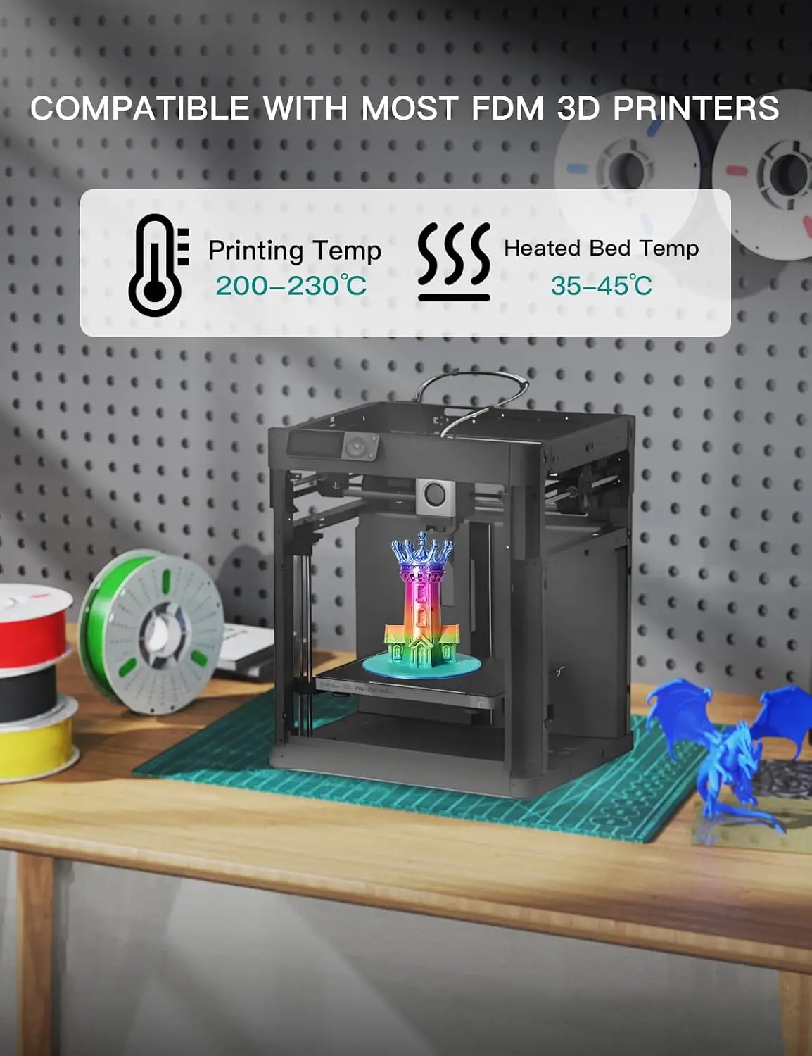Shiny Rainbow PLA Filament 3D Printer 8 Color Pack 1 75mm Fast Transition Dimensional Precision