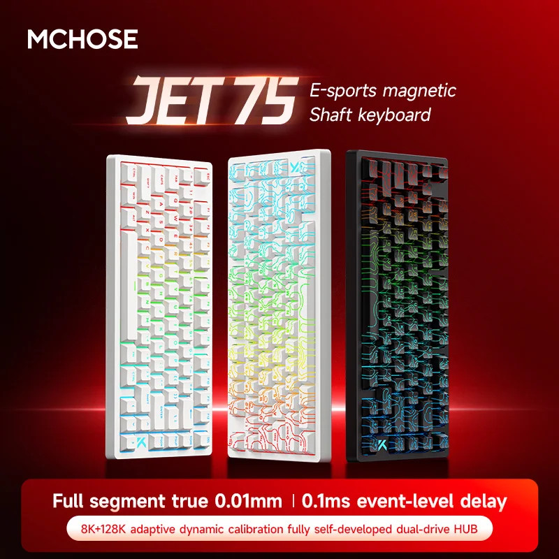 MCHOSE Jet75 Mechanical Keyboard Magnetic Switch Wired Hot-Swap GASKET RGB 8000Hz 0.1MS RT 0.01mm Custom 75% FPS Gaming Keyboard