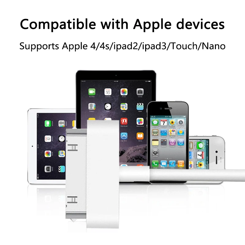 iPhone 4/4s/3G/3GS/iPad 1/2/3/iPod Touch用 30ピン充電データ