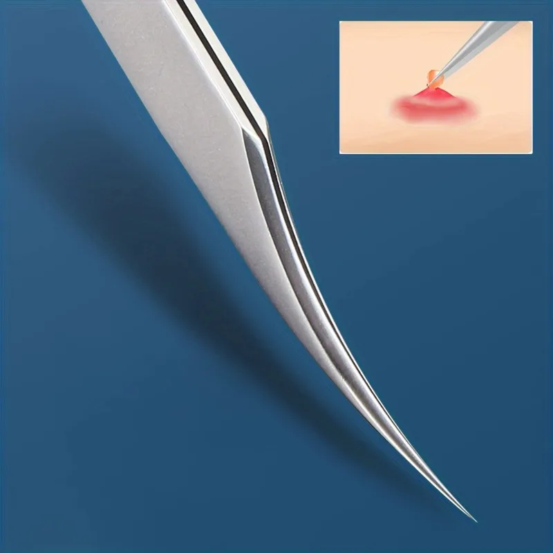 1Pc Stainless Steel Eyelash Tweezers, Dolphin Clip, Super Sharp, Also Suitable for Endogenous Hair Removal, Blackhead Remover