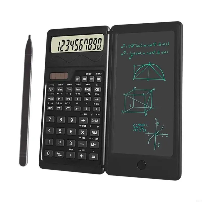 Foldable Scientific Calculator With Writing Pad 10 Digit Display Solar or Battery Power Supply For Office School B03E