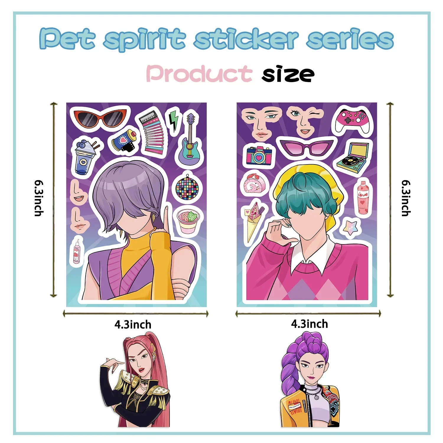 Anime Lumi Mila Zoi Hexenjäger Gesichts-Aufkleber, Wasserdichte Wiederverwendbare Puzzle-Aufkleber für Kinder DIY Bastelgeschenke Dekoration – Detail 2