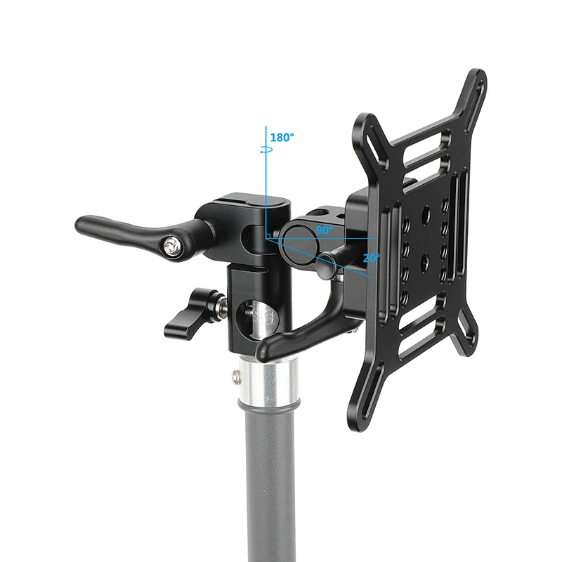 HDRIG Adjustable VESA Monitor Mount with Quick Release V-Lock to C-Stand / Baby Pin Supports Monitors 13 to 32  LCD screens