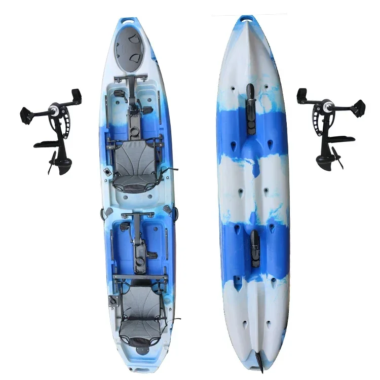 

-Vicking 14FT KAYAK 2 Person Double Seat Fishing Foot Pedal Drive Tandem Plastic LLDPE Fish Kayak Pedal Driver Canoe