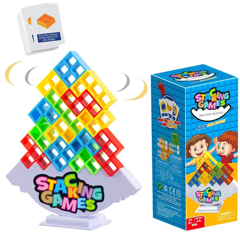 Tetris Infantil Empilhando Blocos de Construção De Música, Montagem Tridimensional, Balanço De Balanço, Empilhamento De Jogo De Mesa Alta