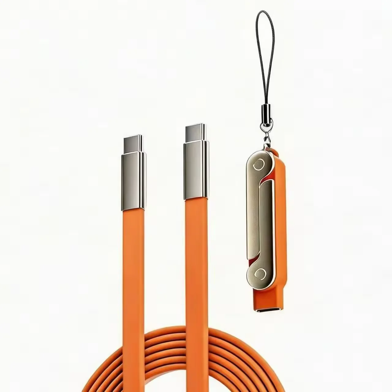 New Vertical Data Cable 240W Type C to Type C Data Cable with Travel Bracket Adapter for Cell Phone Laptop Mobile Charging Kit