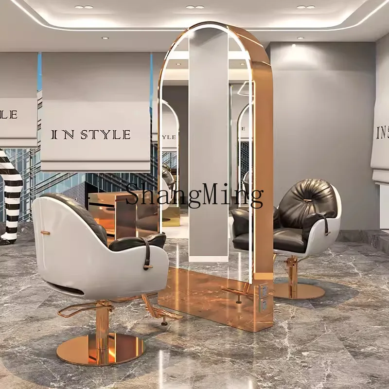 

ZYYnew hair cutting perm and dyeing mirror floor-to-ceiling single-sided hair salon special stainless steel mirror table