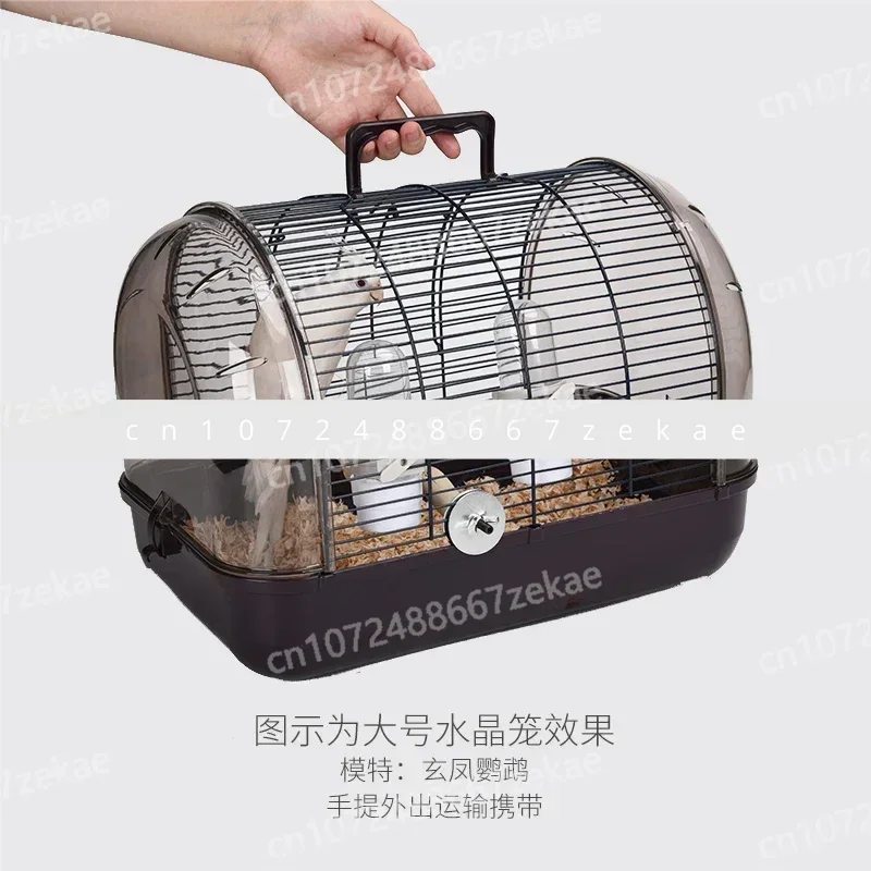 

Transparent Bird Cage Parrot Carrying Cage Tiger Skin Peon Luxury Ornamental Takeout Panoramic Transport Portabley