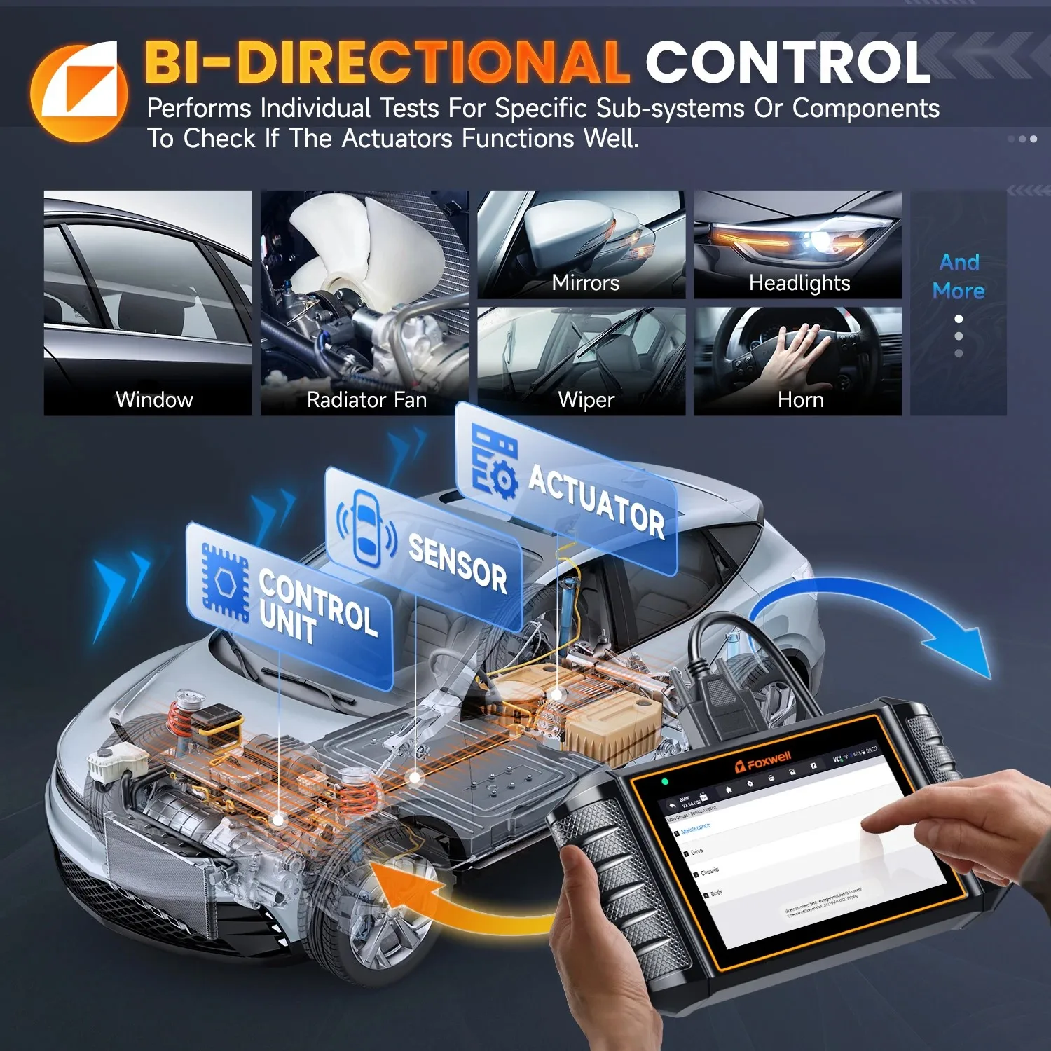 فوكسويل NT710 Obd2 الماسح الضوئي للسيارات ثنائي الاتجاه ECU الترميز IMMO النفط EPB TPMS ABS 30 + إعادة تعيين السيارات جميع أدوات تشخيص النظام #3