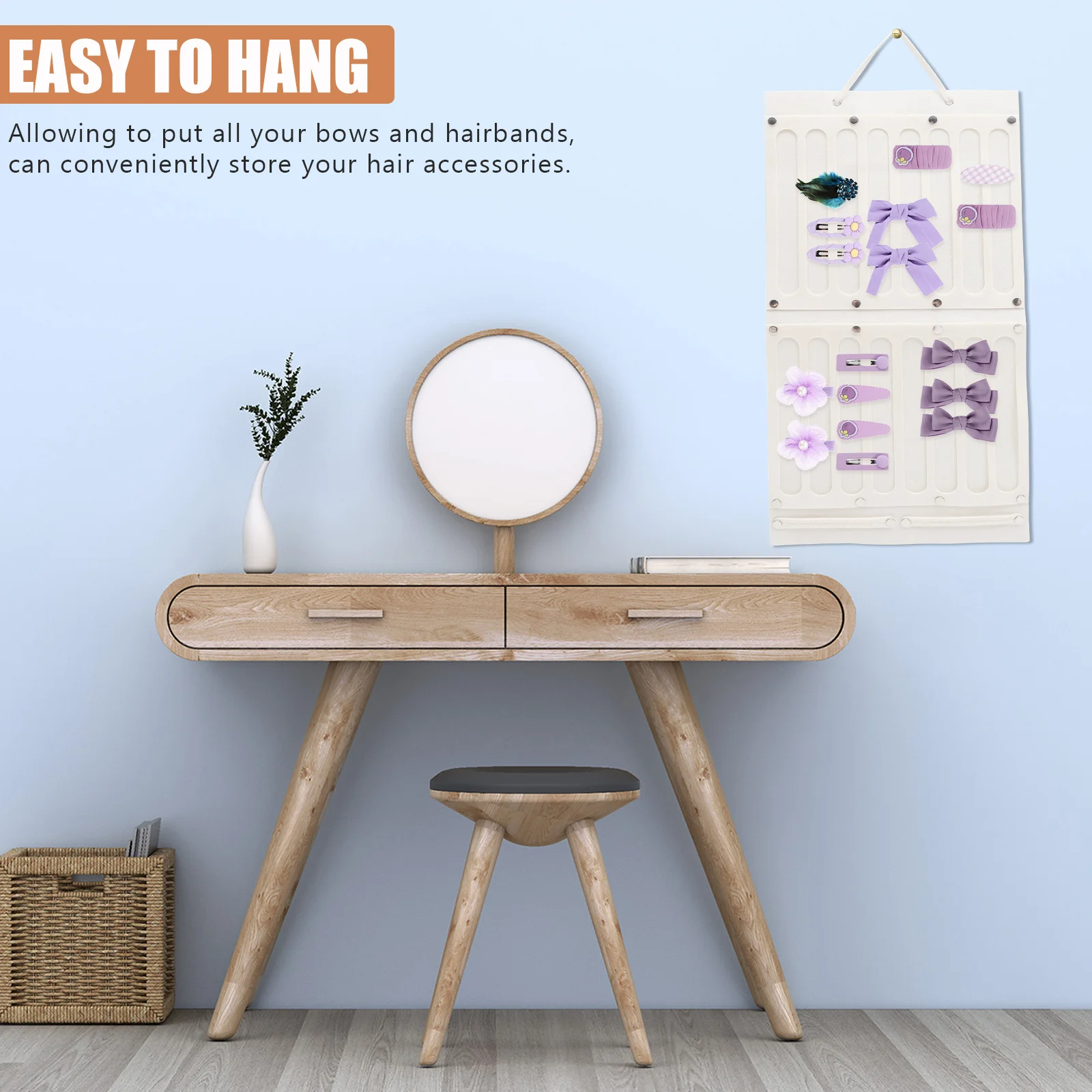 2Pcs Hair Bow Holder Felt Headband Storage Organizer Wall Hanging Hair Clip Organizer Display Rack for Accessories
