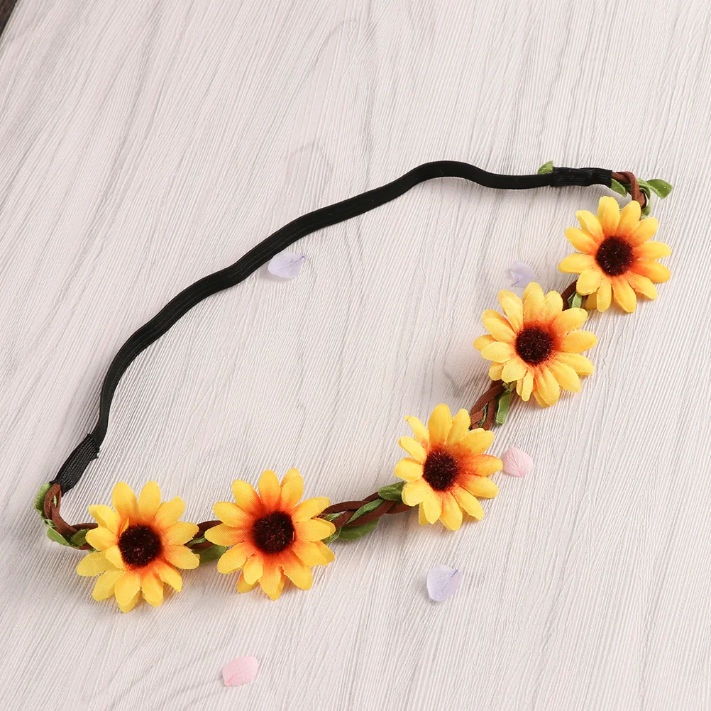 Hawaiian Headband Flower Hair Accessories Artificial Sunflower Wreath Boho Garland