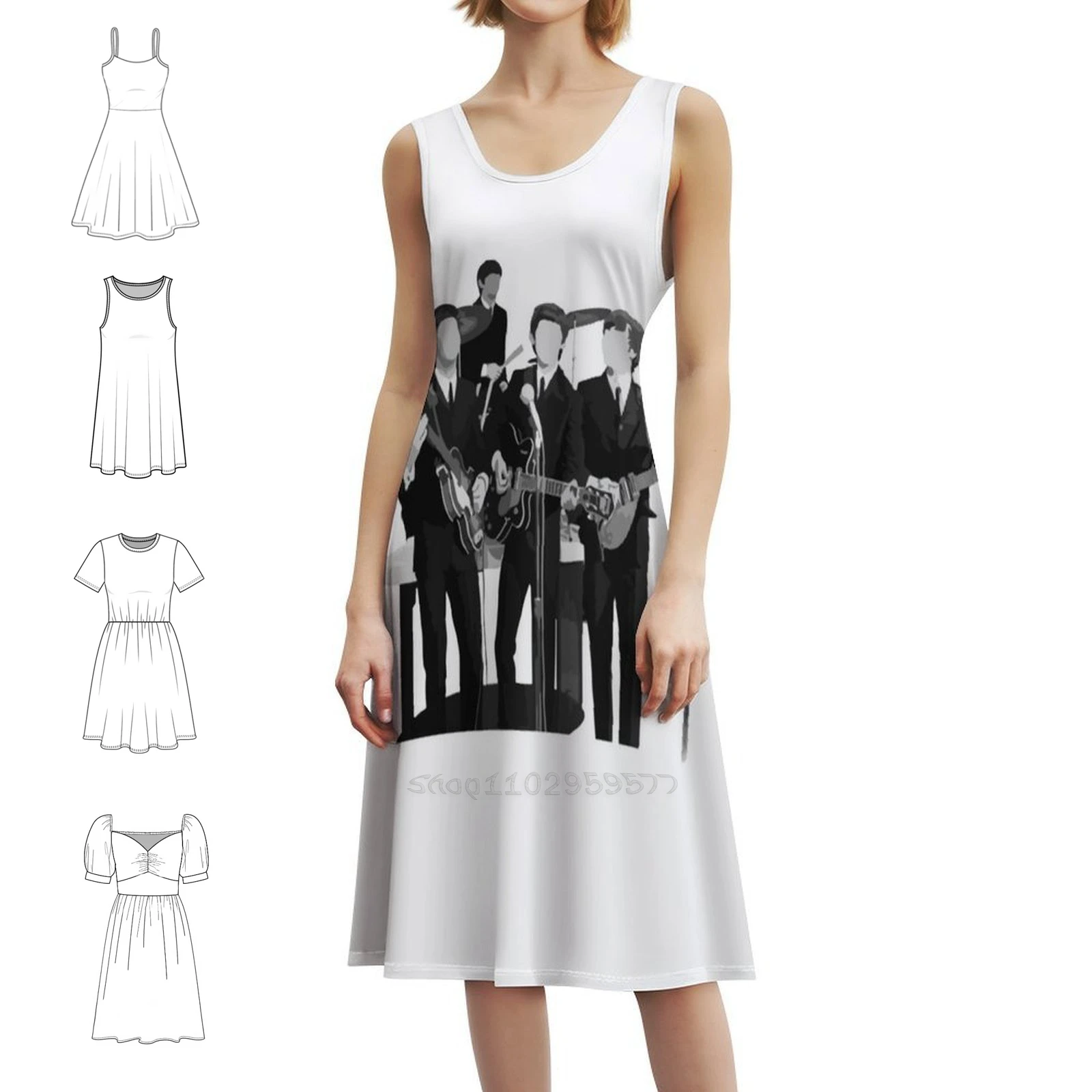 

Женское уличное платье в стиле хип-хоп Fab Four 1964 года, вечерние и клубные одежды с графическим принтом, винтажная женская одежда с музыкой 60-х годов Abbey