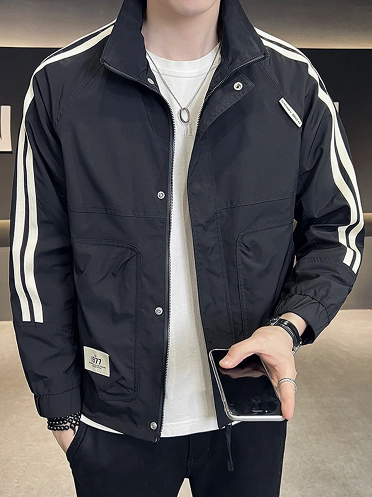 

Весенне-осенняя мужская ткань Jaet Trendy Color Blo Pilot Sle, повседневная модная ветрозащитная полиэстеровая ткань из бычьей ткани, длинная молния-блискавка...