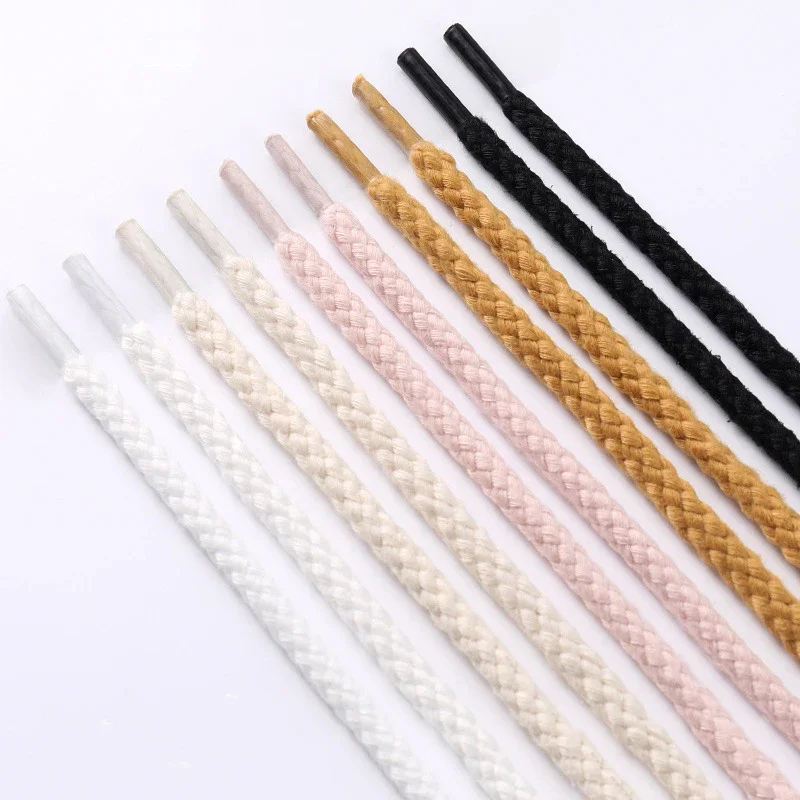 1 Pair  Classic Cotton Weave Canvas Shoelace for Casual Sneakers AF1/AJ Hemp Rope Round Shoelaces 7mm Thick Shoe Laces