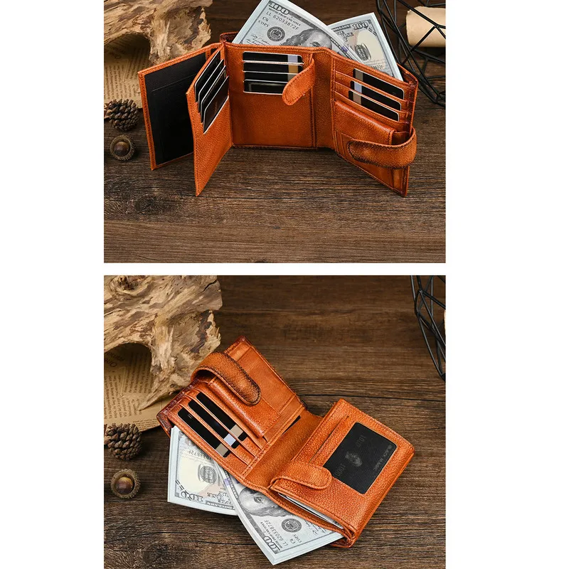 MOTAORA Genuine Leather Bifold Wallet for Men Women Vintage Cowhide Coin Purse Card Holder Money Bag Slim Short Wallets 2025 NEW