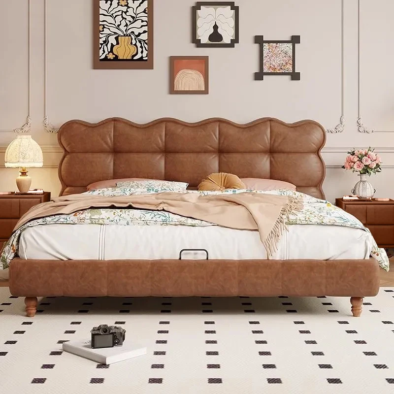 Brown No Noise Bed Frames Couples Affordable Price Low Wood Lounges Bed Frames Modern Luxe Cama Matrimonial Bedroom Furniture