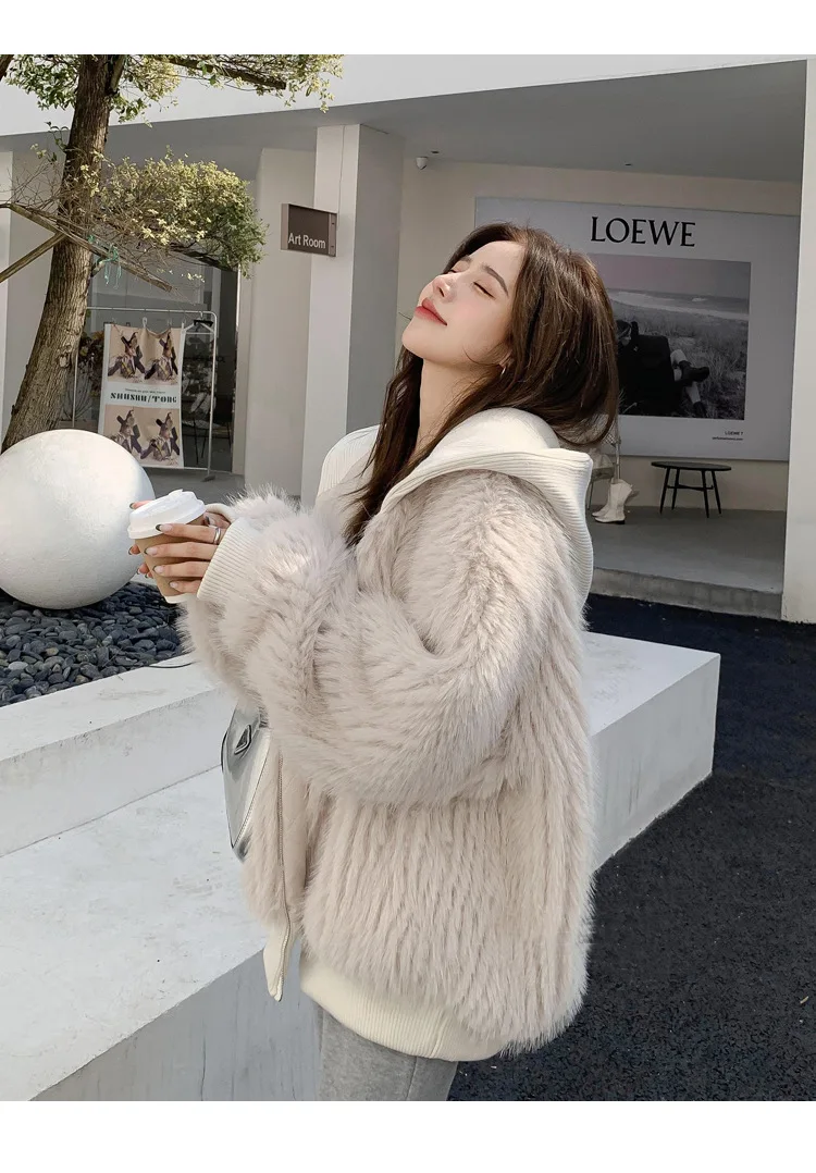 Manteau à capuche en fourrure artificielle pour femmes, couleur unie, ample, mode, confortable, décontracté, écologique, sans perte, chaud, doux et moelleux