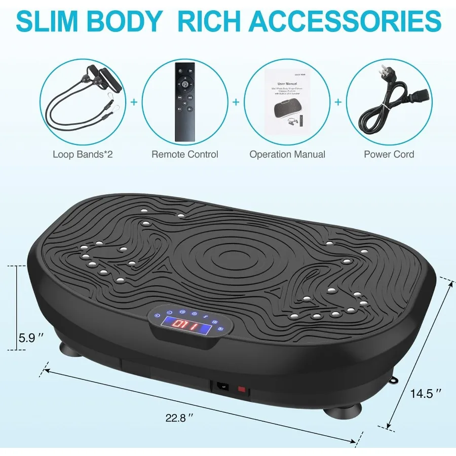 آلة تمرين لوحة الاهتزاز لتمرين الجسم بالكامل: منصة اللياقة البدنية الاهتزازية القوية مع لوحة تمرين مصممة للوزن