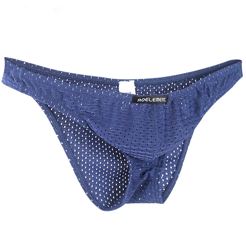 2PCS Tight ice silk transparent briefs men's small briefs mesh eyes youth bottoms breathable
