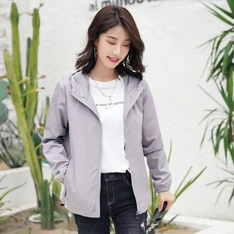 الخريف الشتاء الوردي مقنعين سترة للنساء في الهواء الطلق طبقة واحدة يندبروف معطف مقاوم للماء امرأة عادية فضفاض سستة أبلى