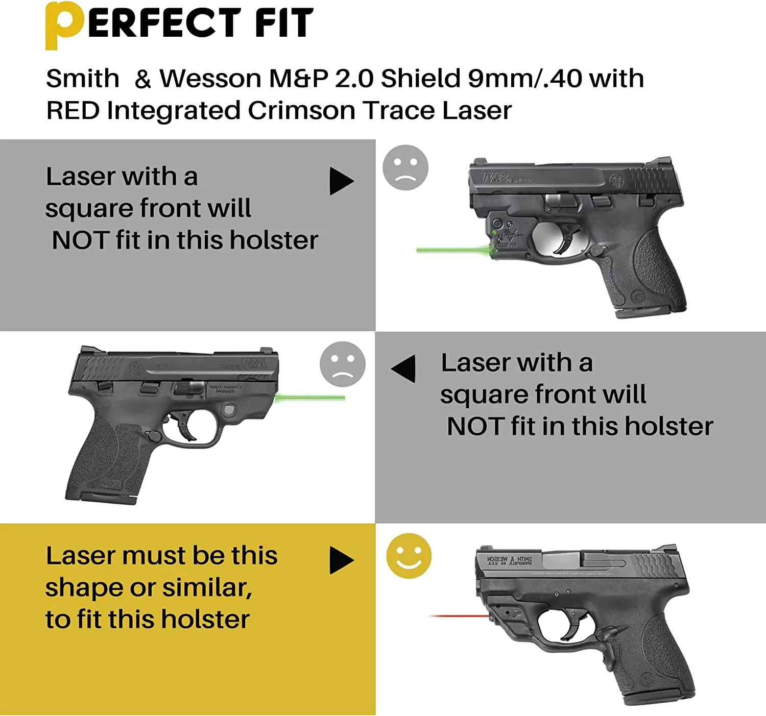 S&W M&P 2.0 Shield 9mm Holster Smith & Wesson M&M 9mm/.40 With Red Integrated Crimson Trace Laser Holsters For Concealed Carry