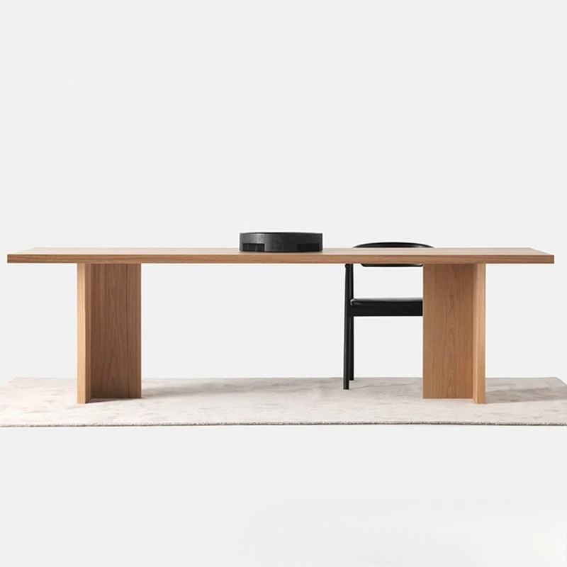 

Nordic solid wood dining table wabi wind simple log desk rectangular designer long table household small apartment