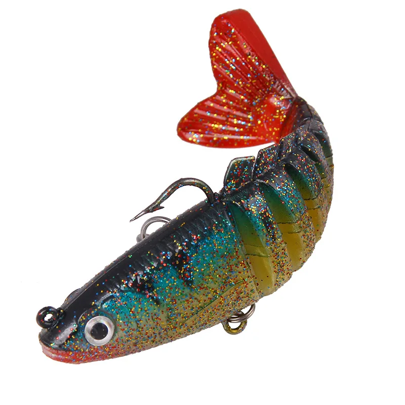 

Creature Baits soft Jig shad Bait Silicone Fake Bait with BKK hook jig head 9CM /16g Multi Section Swimbait for perch predator