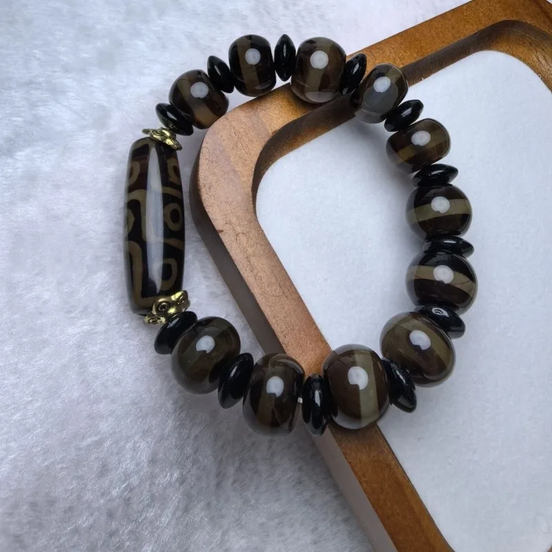 Boutique Old Agate First-line Nine-eye Dzi Bead Bracelet Bracelet Men's and Women's Jade Handmade Jewelry