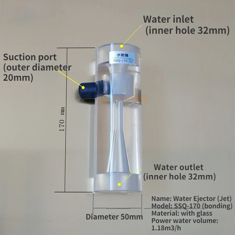 Water Jet DN15-40ssq Corrosion-resistant Transparent Plexiglass Venturi Air-water Mixed Fertilization Accessories