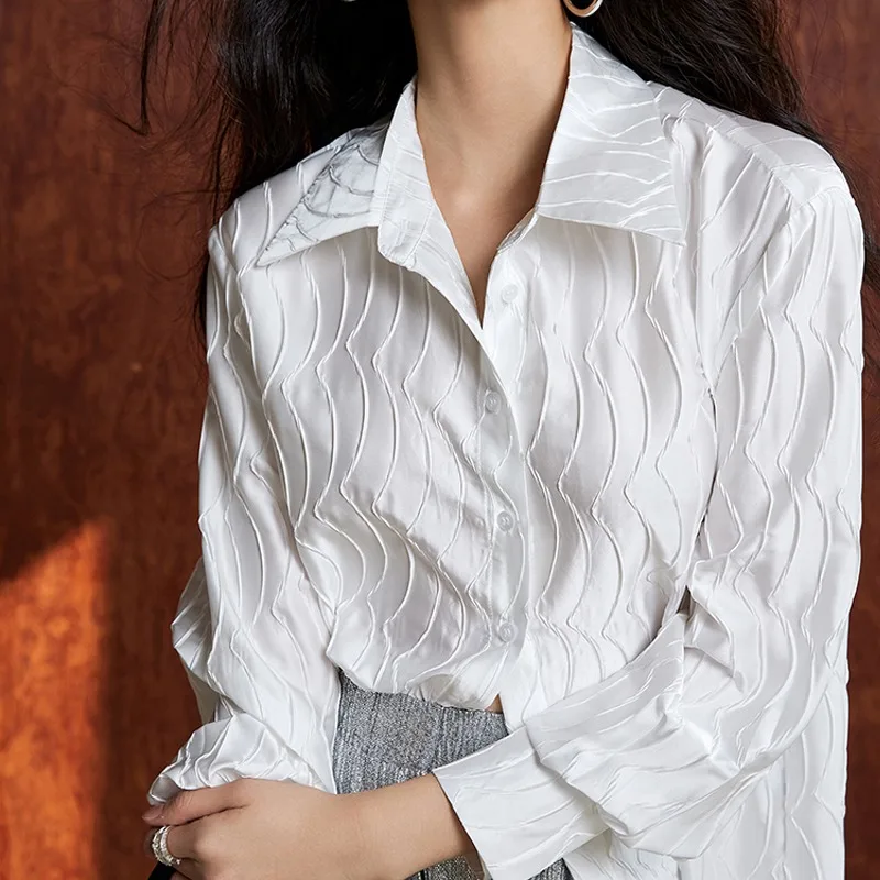 

Винтажные женские блузки, полосатые повседневные рубашки, модная свободная летняя корейская одежда, шифоновые женские топы с длинными рукавами