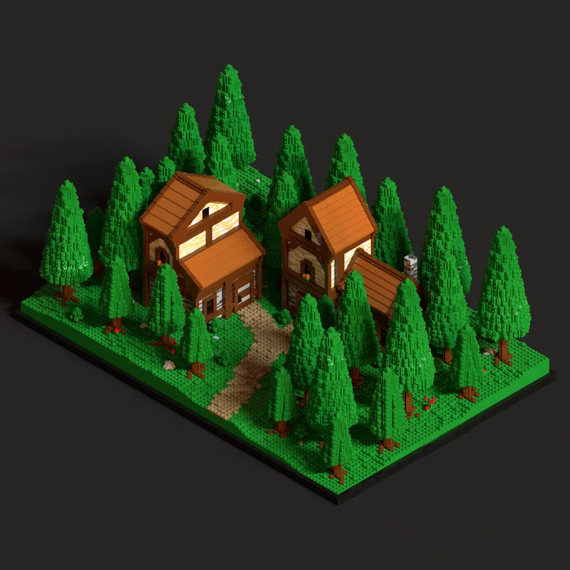Medieval Model Moc Building Bricks Forest Houses Model Technology Blocks Christmas Street View Toy DIY Assembly Construction