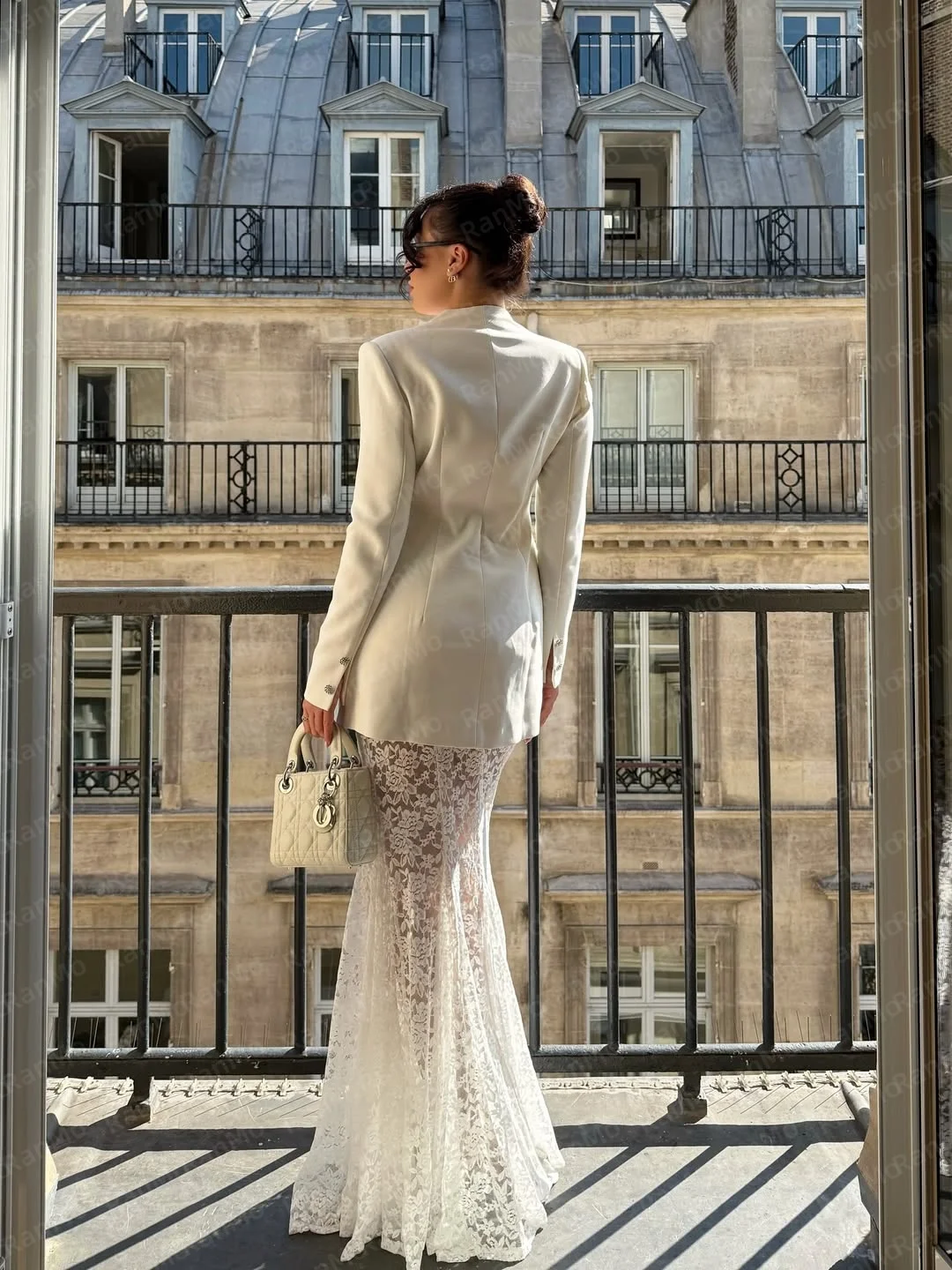 Ranmo Elegantes zweiteiliges Set, Anzug, Jacke, Spitzenrock, Abend, formelle Meerjungfrau, Trompete, bodenlang, V-Ausschnitt, Knopf 2026, individuell