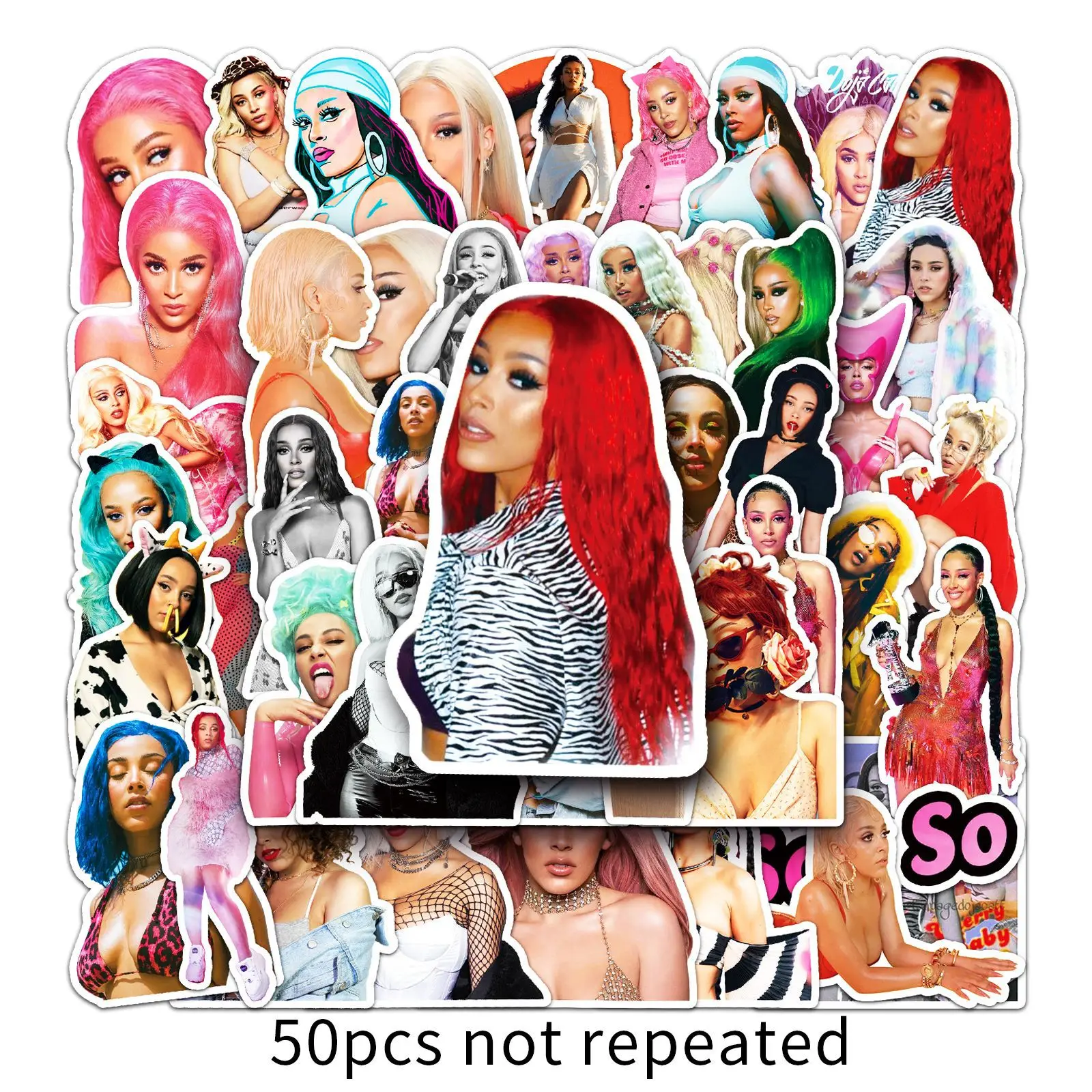 50PCS Doja Cat American Singer Stickers For Computer Refrigerator Skateboard Trunk Luggage Helmet Bicycle Guitar Decal