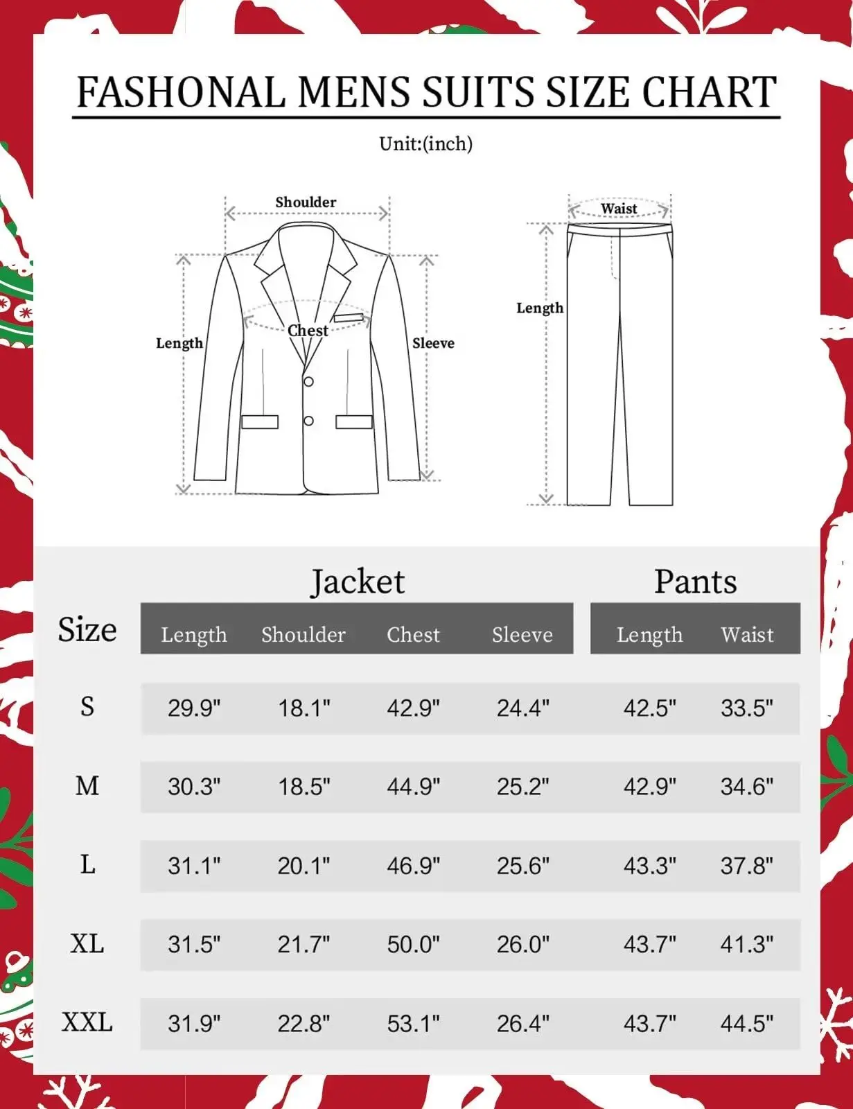 Men Christmas Suits Xmas Suit Christmas Blazer Party Performance Costume Adults Jacket Pants with Tie