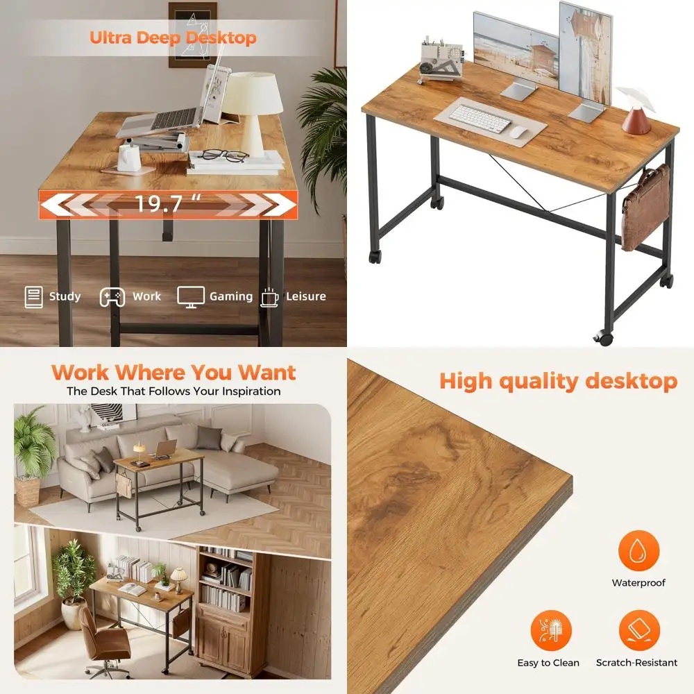 

Компактный игровой стол на колесиках, современный домашний офисный стол для небольших помещений, идеально подходит для учебы и письма