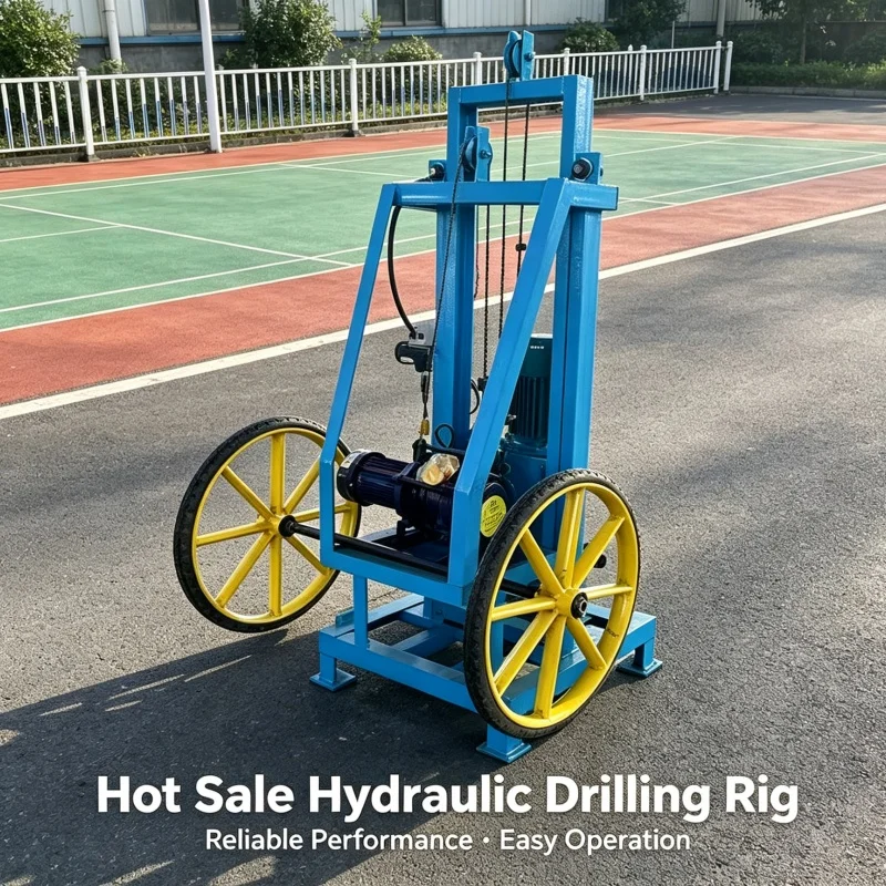 Customized Small Two‑wheeled Lifting‑type Water Well Drilling Rig, Shallow Well Drilling Equipment for Household Use