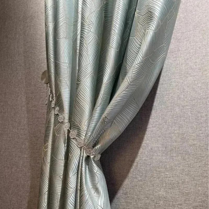 

Custom Size Modern Fashion Simple Luxury Curtains for Living Room Thick Blackout Bedroom Elegant Leaf Jacquard Window Decoration