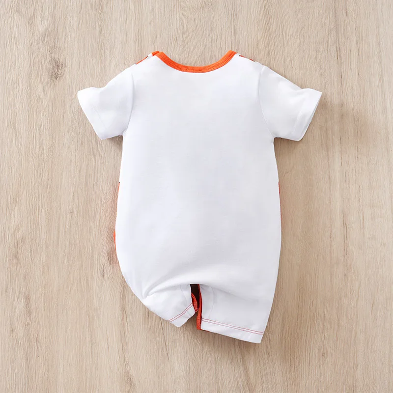 Newborn Baby Girls Summer White Jumpsuit Costume Romper Onesie Boy Short Sleeve Print Clothing Round Neck Lovely Hipster Fashion