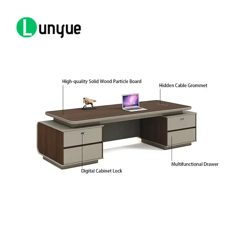 Commercial Desk Adjustable Ergonomic Modular Large Luxury Modern CEO Executive Office Furniture with Drawers for Manager